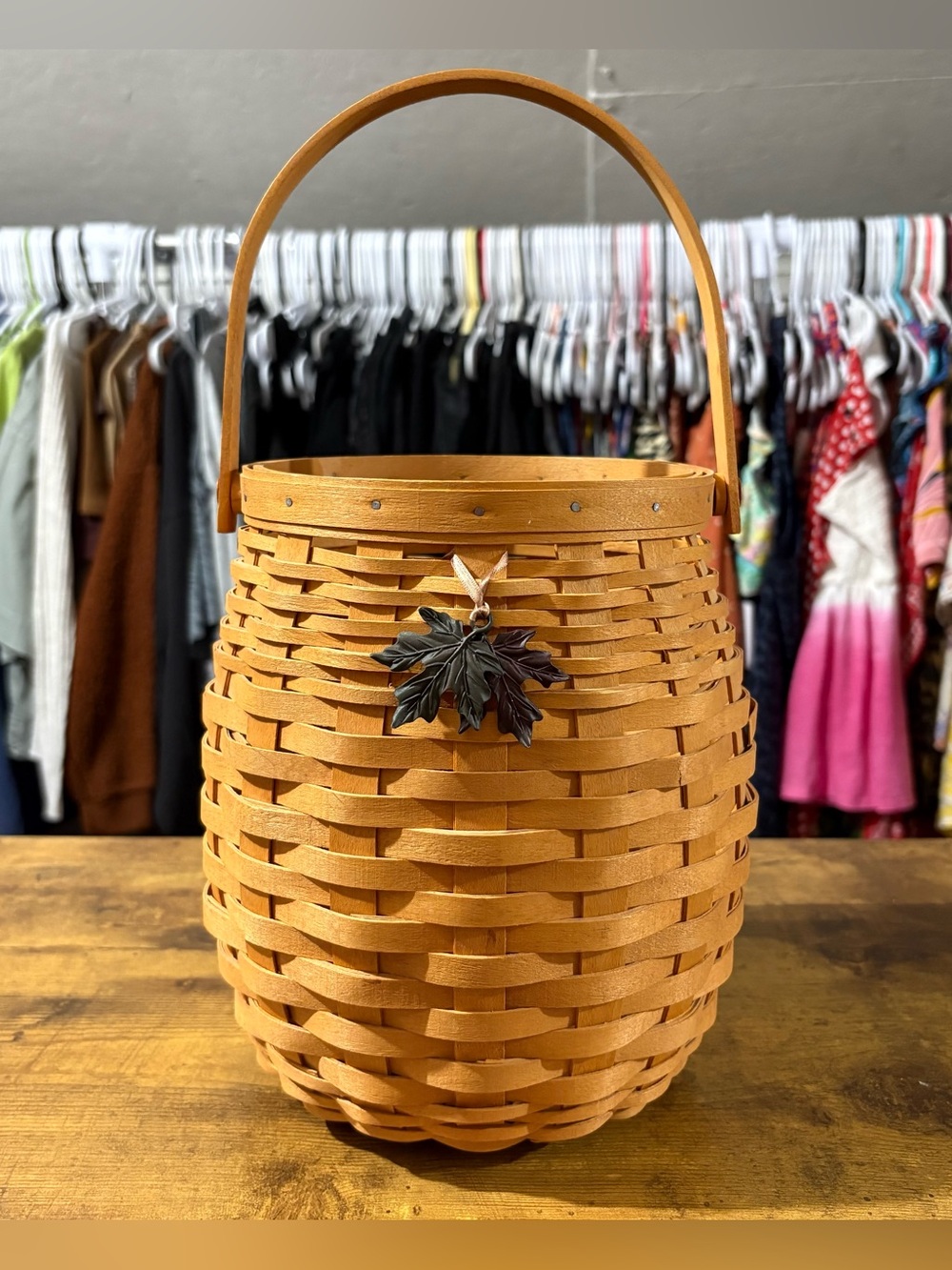 Longaberger 2000 October Fields Basket with Double Leaf Tie On